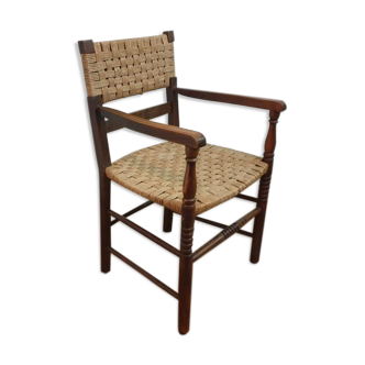 Wood armchair and braided rope