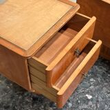 Set Scandinavian birch midcentury Art Deco nightstands