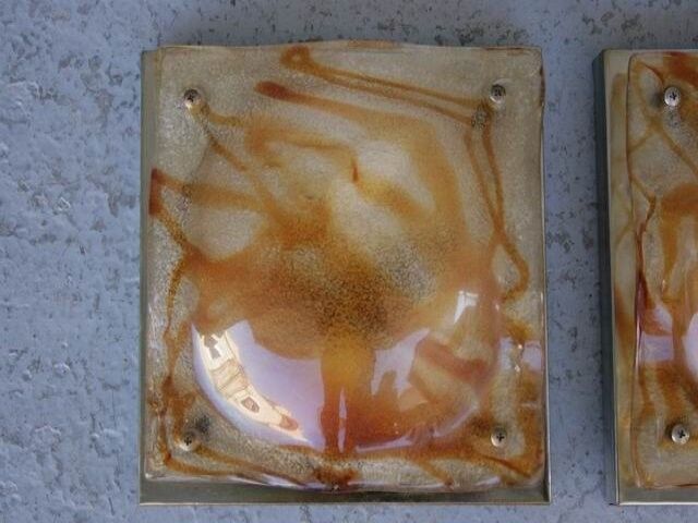 Pair of sconces 1970 design molded glass