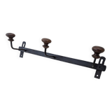 Wrought Iron Riveted Coat Rack with 3 Hooks Antique