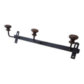 Wrought Iron Riveted Coat Rack with 3 Hooks Antique