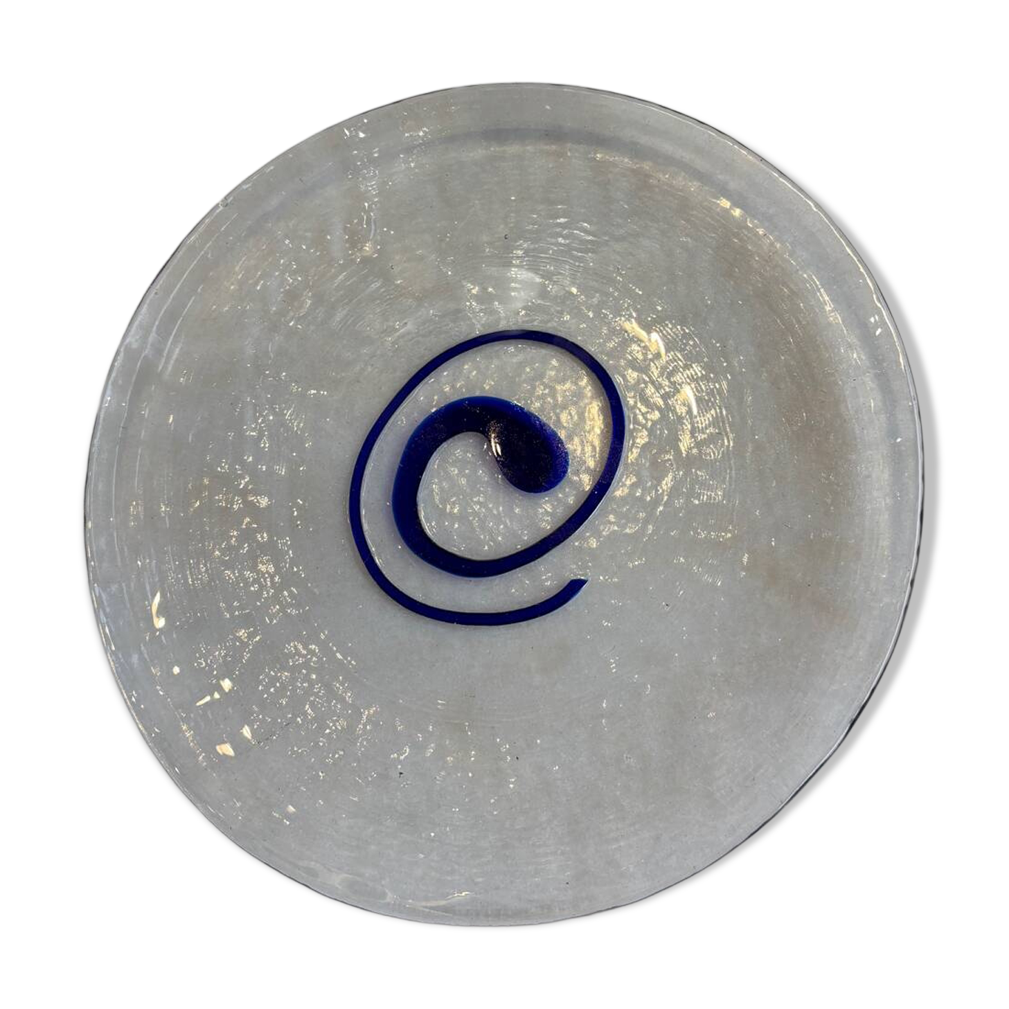 8 vintage blown glass plates with swirl decoration