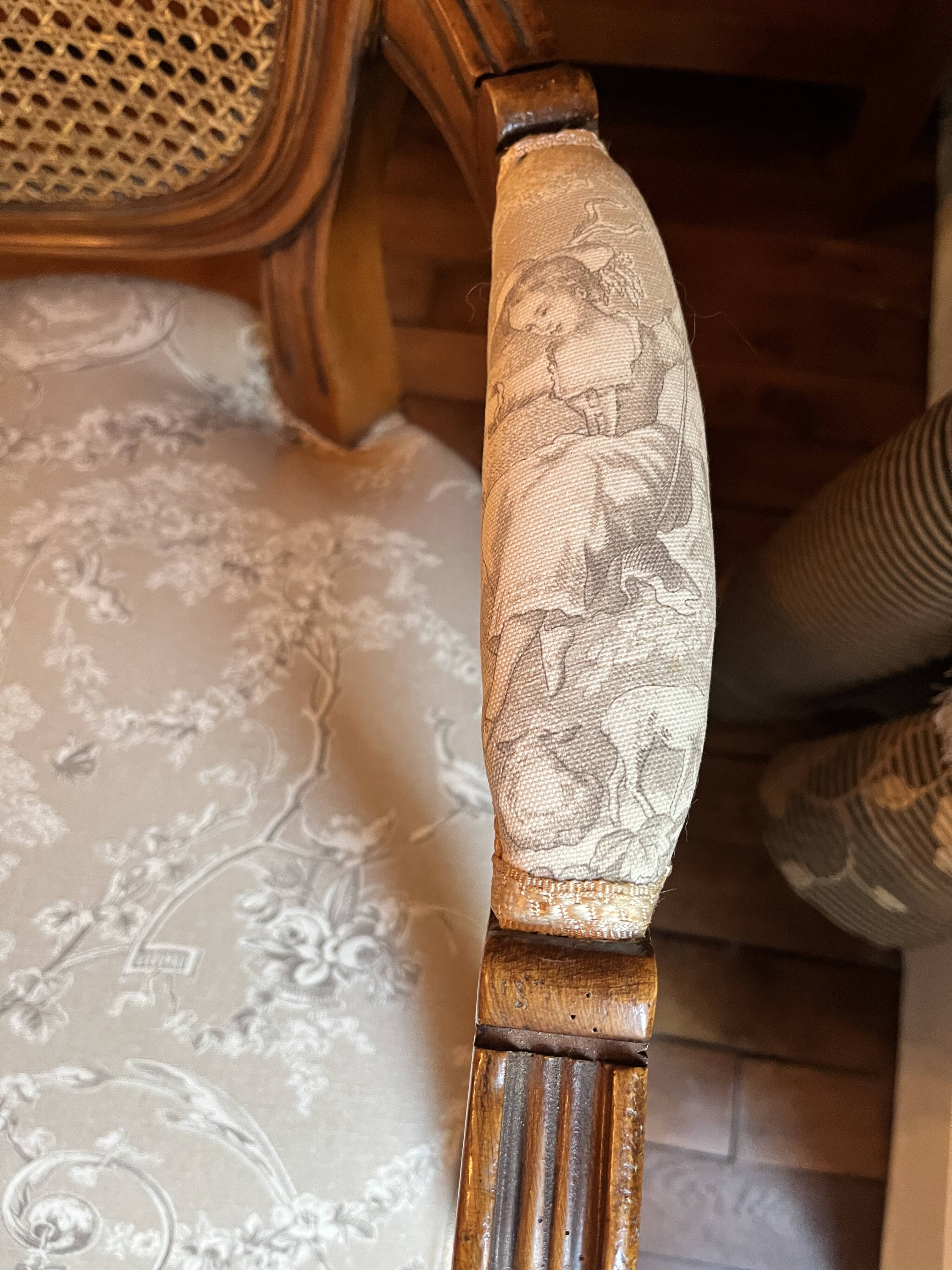 Louis XVI style medallion armchair with caning, 20th century.