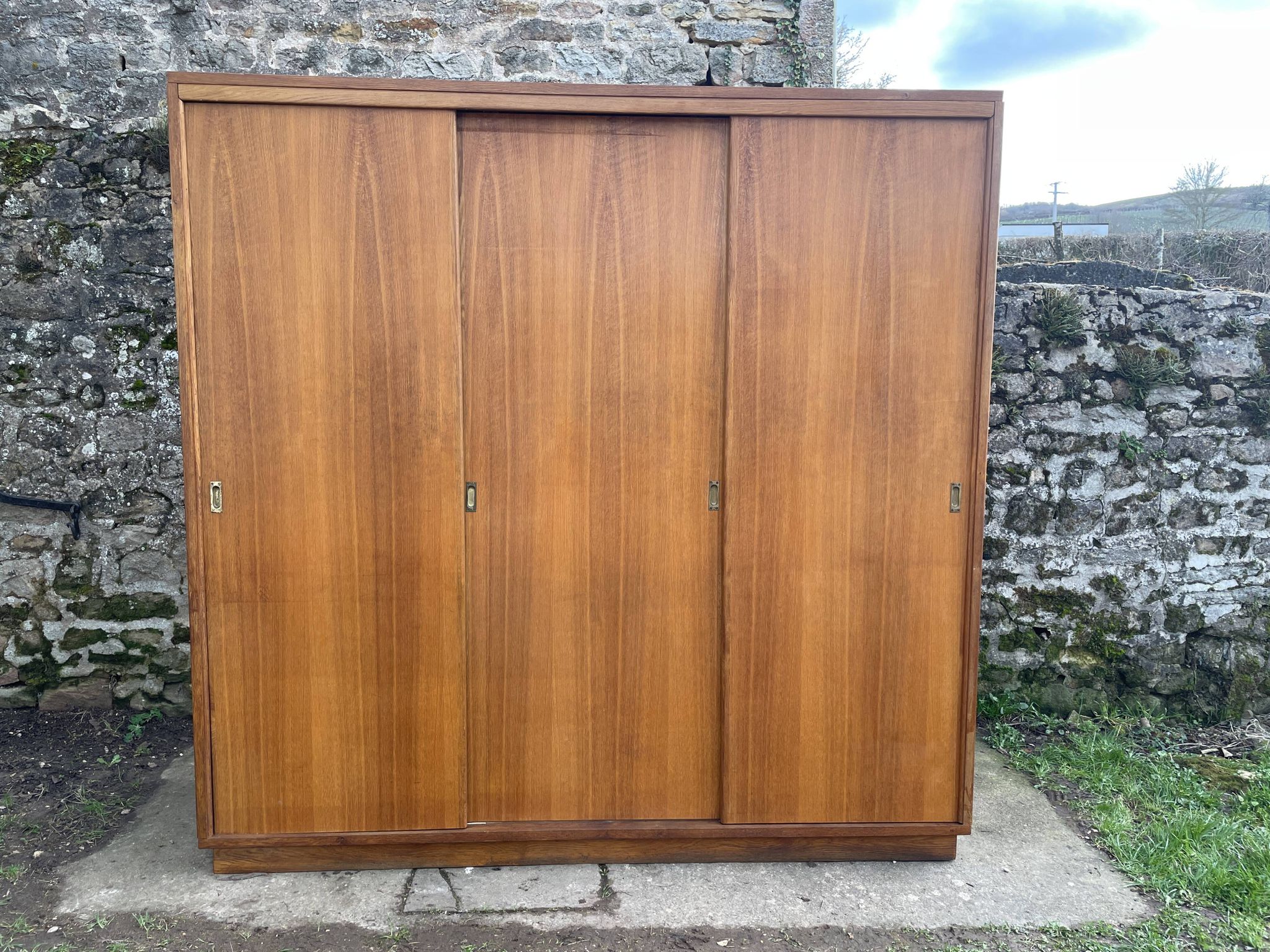 Wardrobe with 3 sliding doors in solid wood 1960