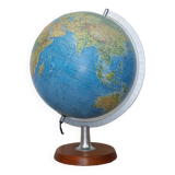 Illuminated globe, Scanglobe Denmark, wooden base and reliefs