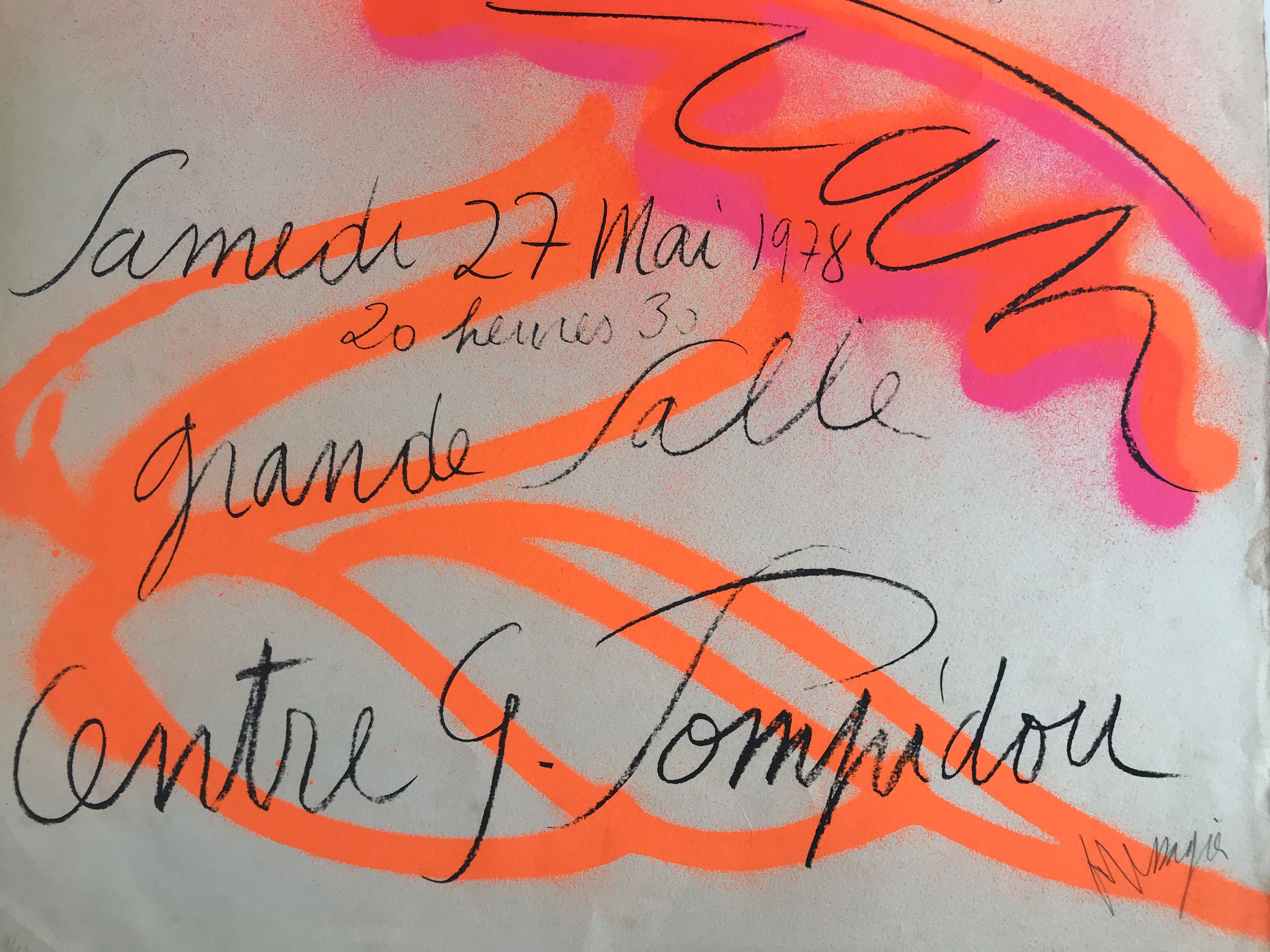 Original lithograph signed by Jean MESSAGIER, Centre Pompidou, 1978