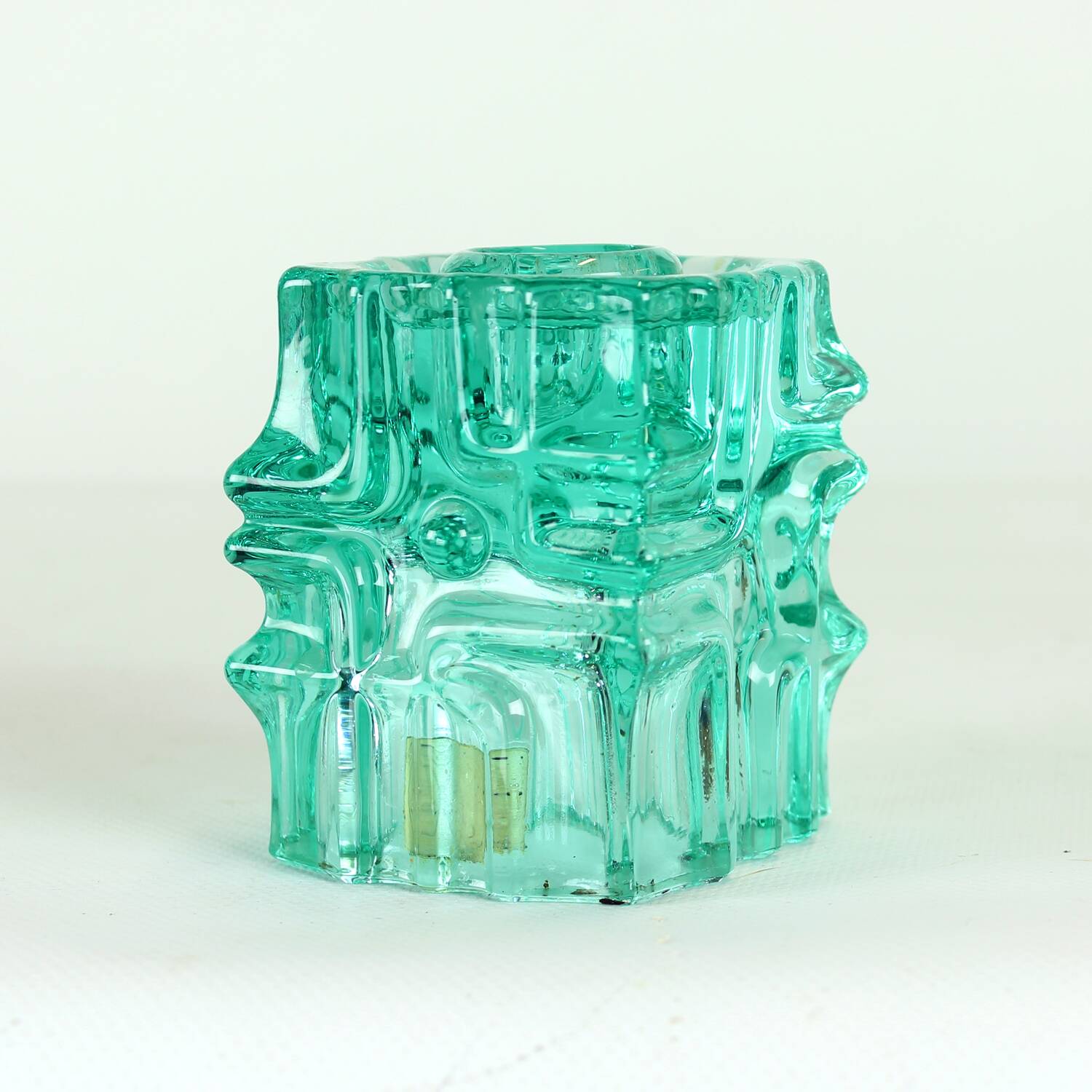 Vintage Glass Candle Holder By Vladislav Urban For Rosice, 1960s