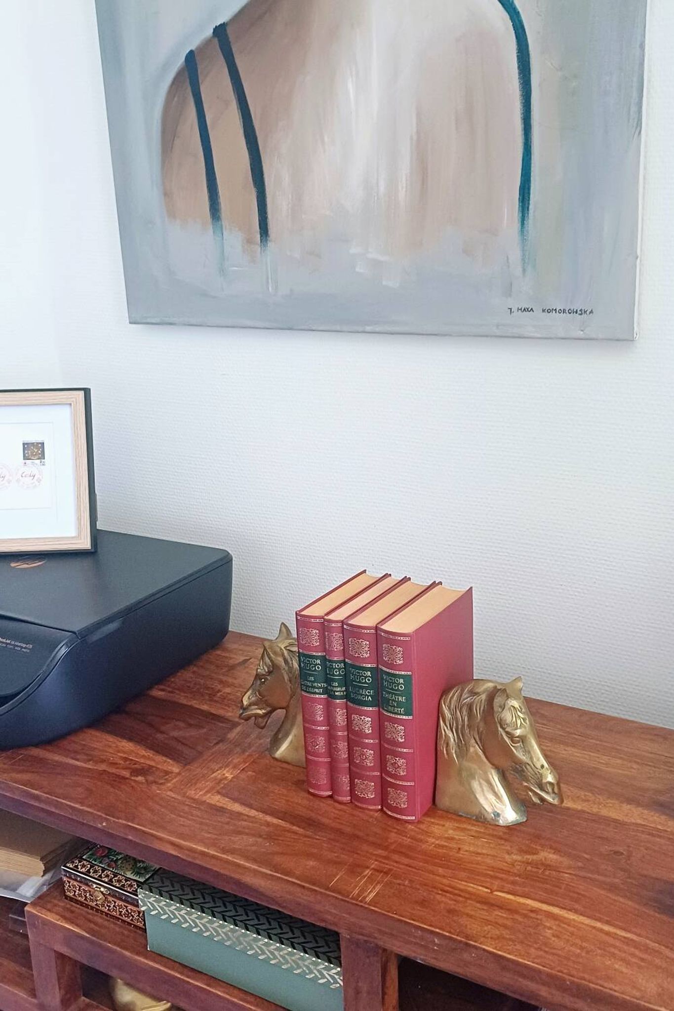 Paire de serre-livres vintage en laiton en forme de cheval