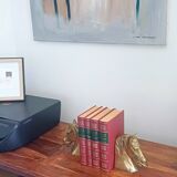 Pair of Vintage Brass Horse Bookends