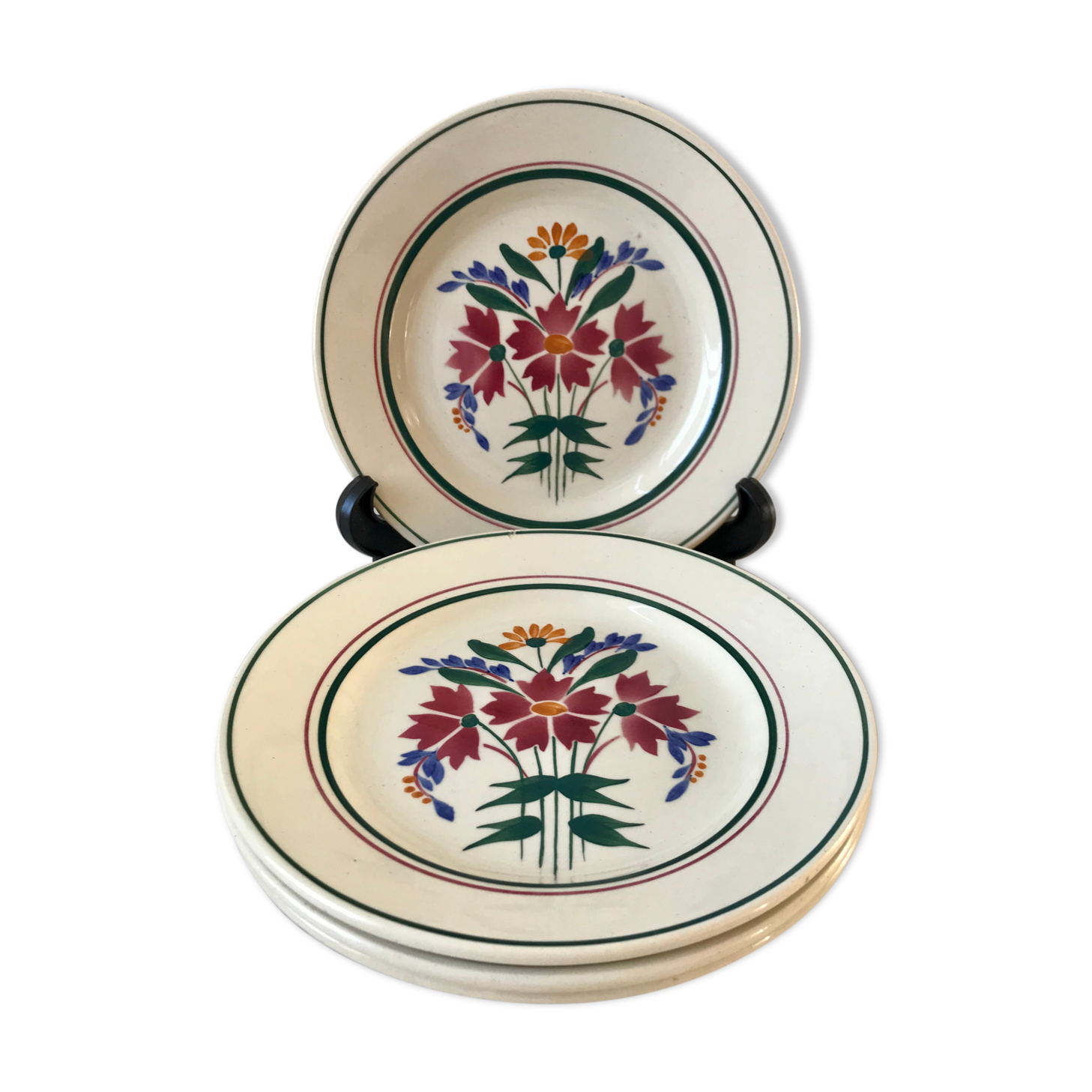 Set of 4 vintage flower dessert plates