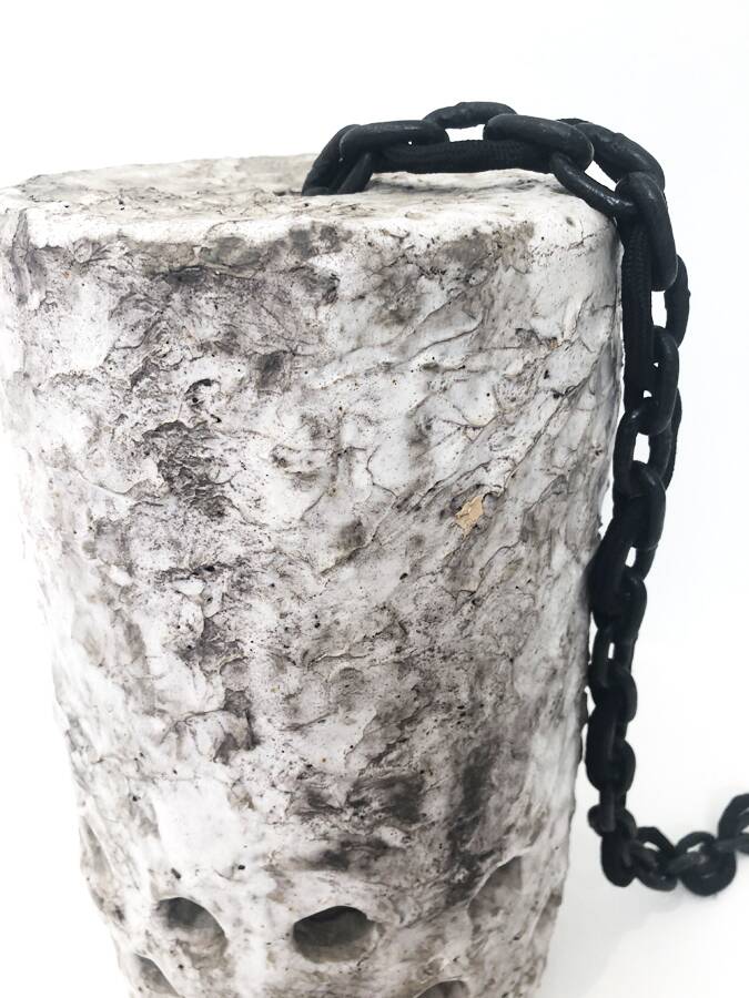 Textured and perforated ceramic pendant – Scandinavia, 1960s