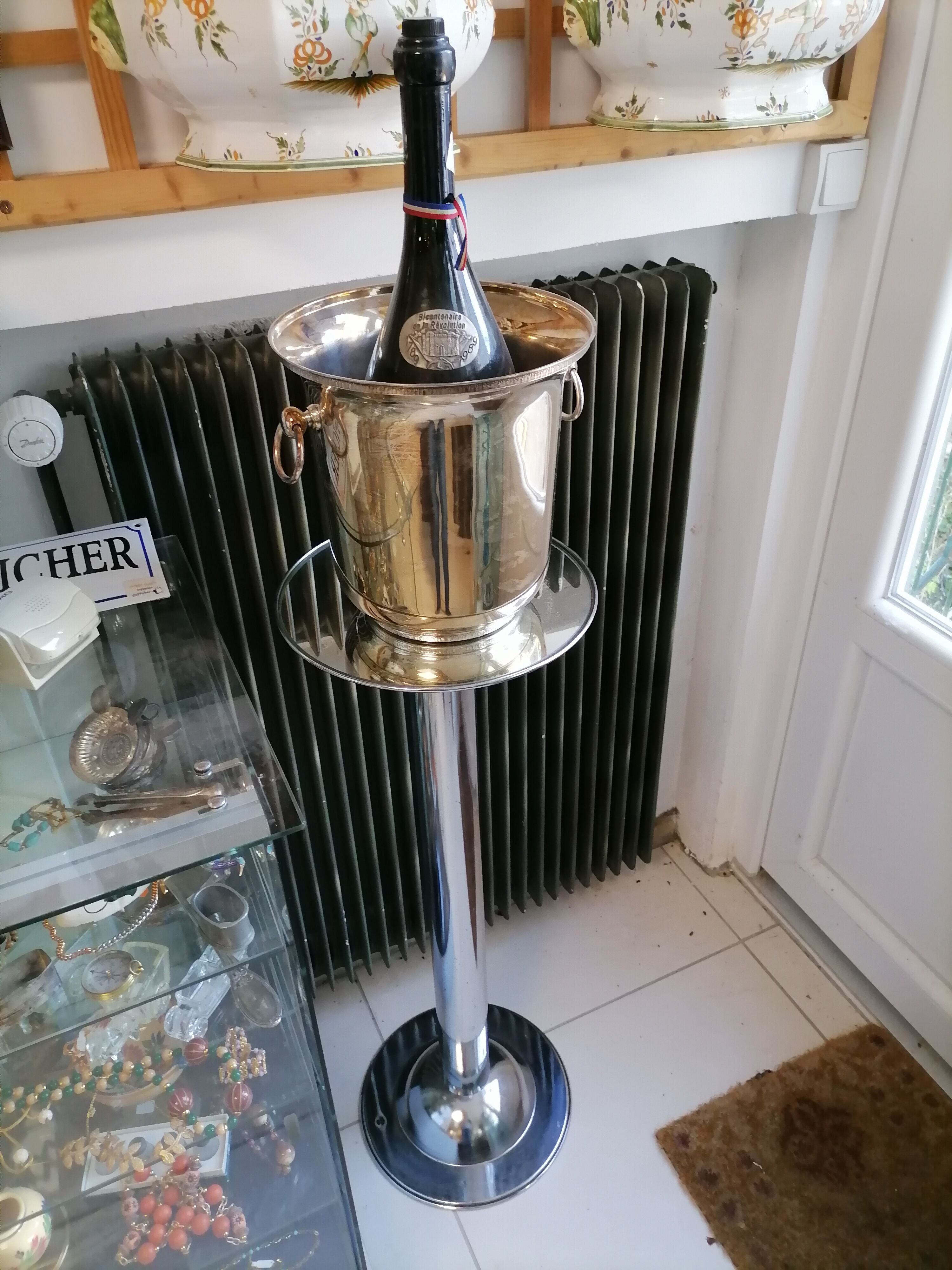 Silver metal champagne bucket