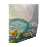 Still life painting with fruit, signed