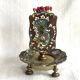 Bougeoir et porte allumettes en bronze et émaux cloisonnés XIXe