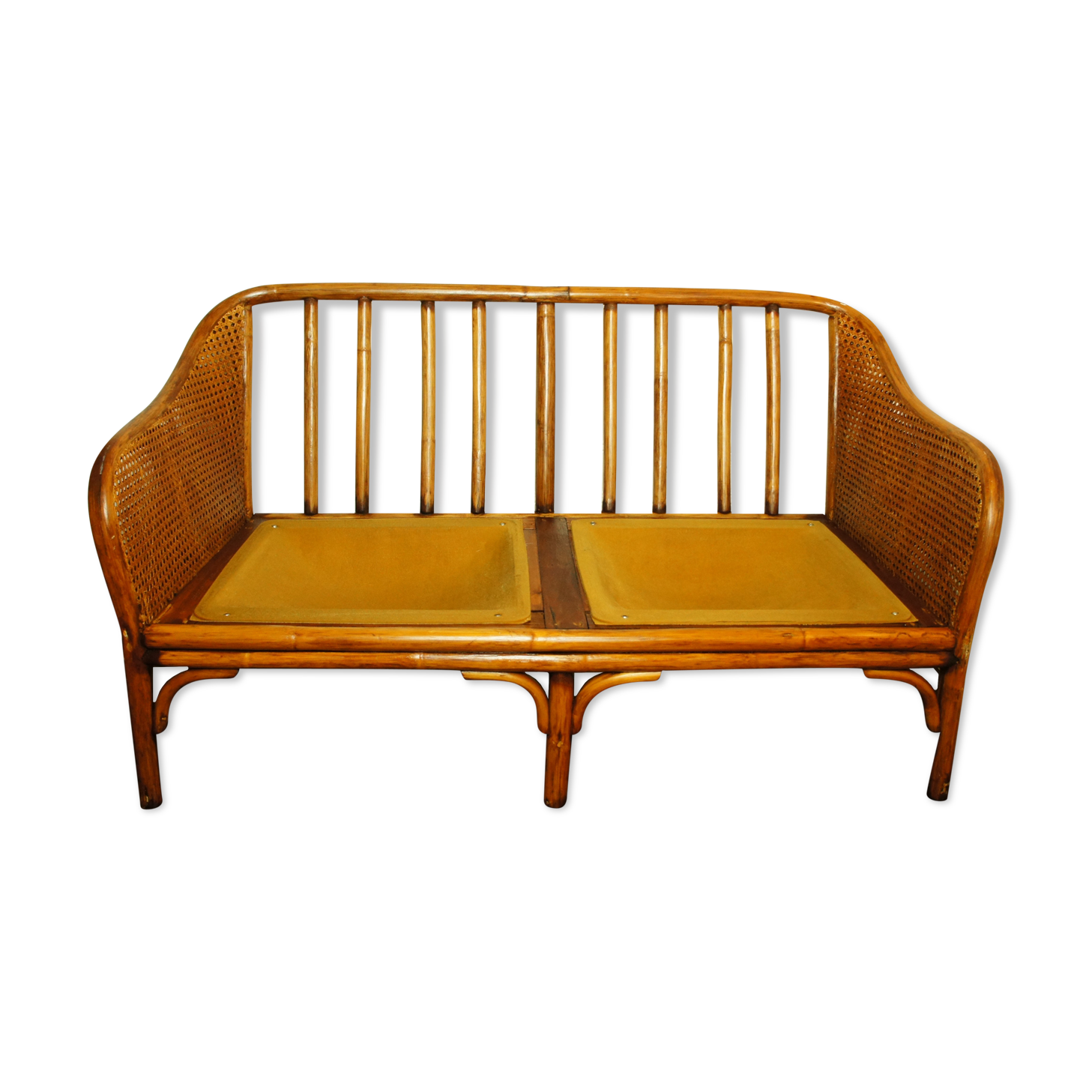 Rattan bench sofa and vintage canning
