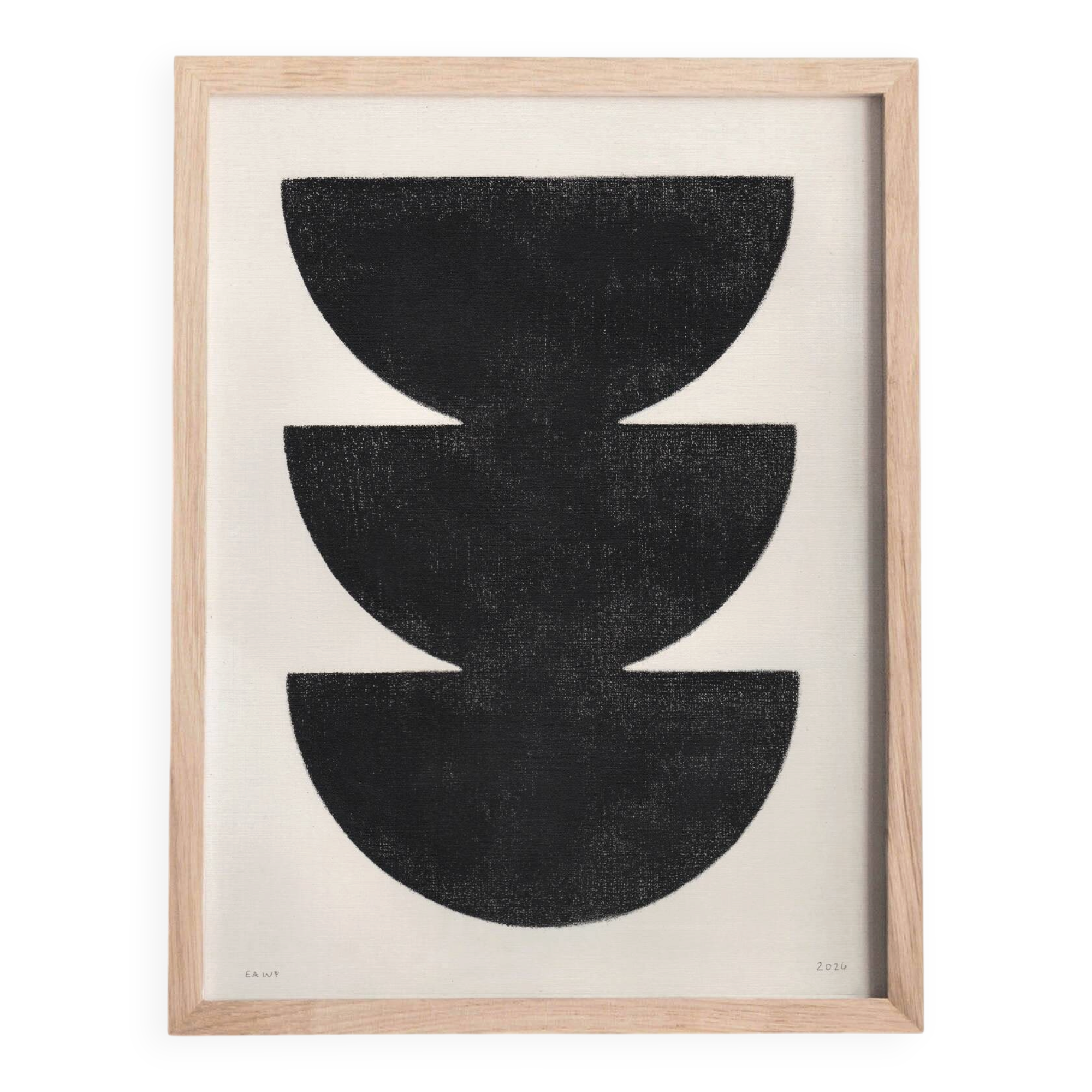 Painting on paper - black abstract illustration signed eawy