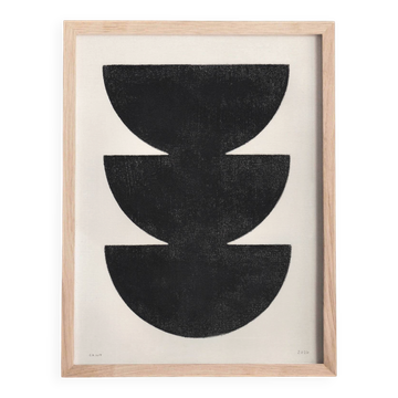 Painting on paper - black abstract illustration signed eawy