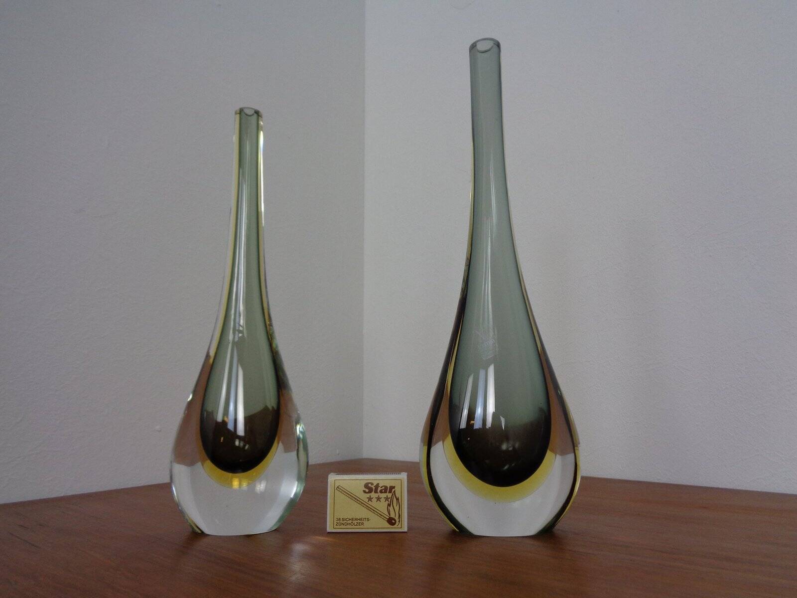 Murano Formia Glass Vases by Giuliani Mian for Fornace Mian, 1980s, Set of 2