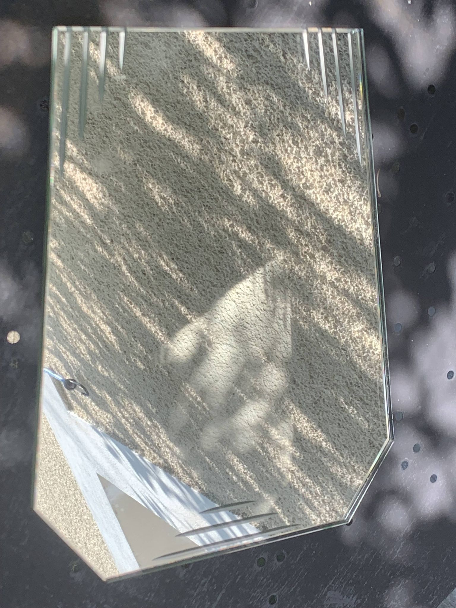 Miroir, centre de table, à poser, biseaute et ciselé, art deco