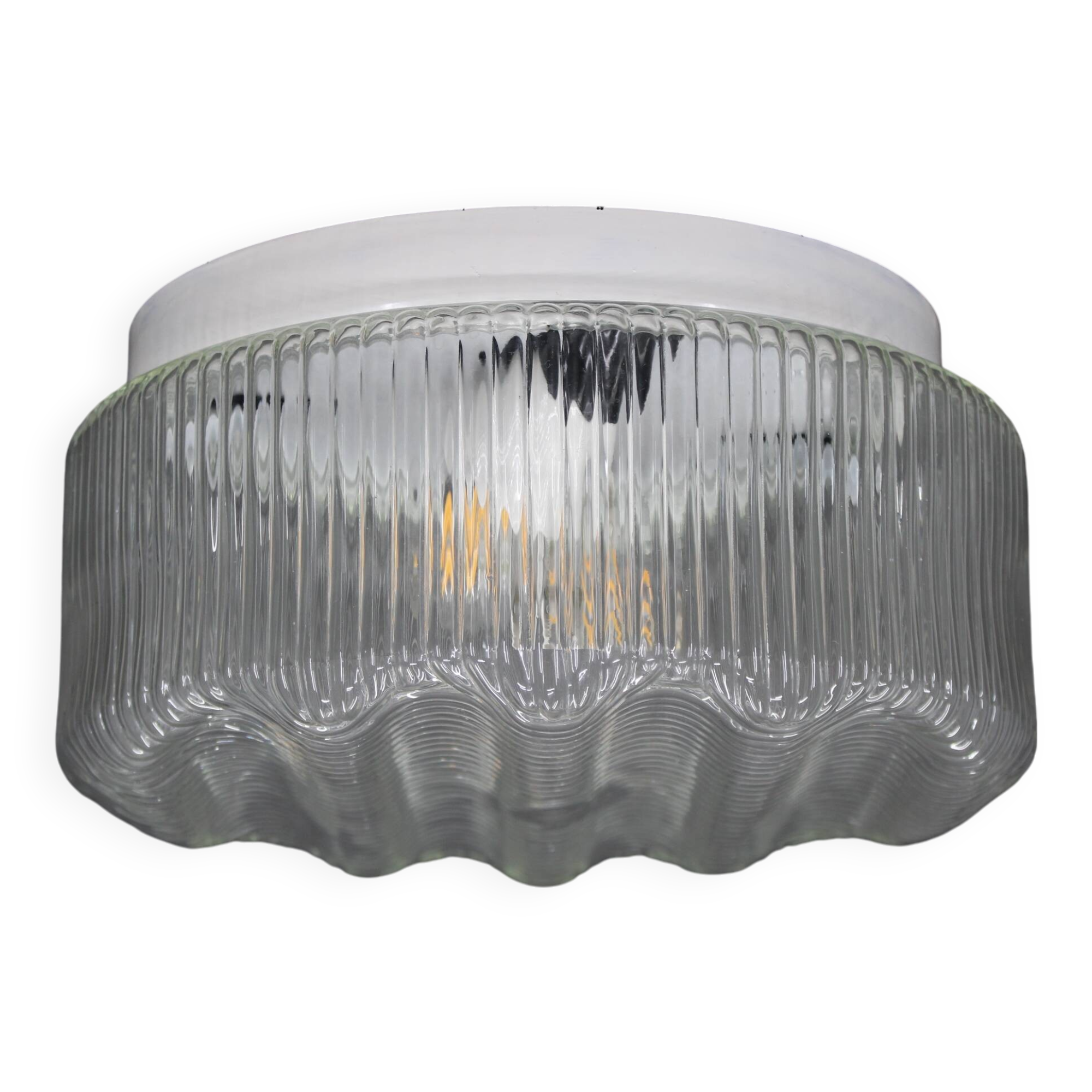 1970s Round Glass Ceiling Light, Czechoslovakia