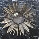 Brutalist sun floral wall lamp, gold leaf gilded metal, Italy, 1970