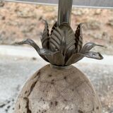 Table lamp or living room travertine and silvered metal Philippe Barbier