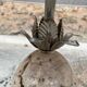 Table lamp or living room travertine and silvered metal Philippe Barbier