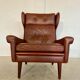 Vintage Danish retro mid-century Svend Skipper caramel brown leather chair