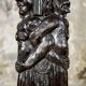Adam and Eve wooden pedestal, religious art