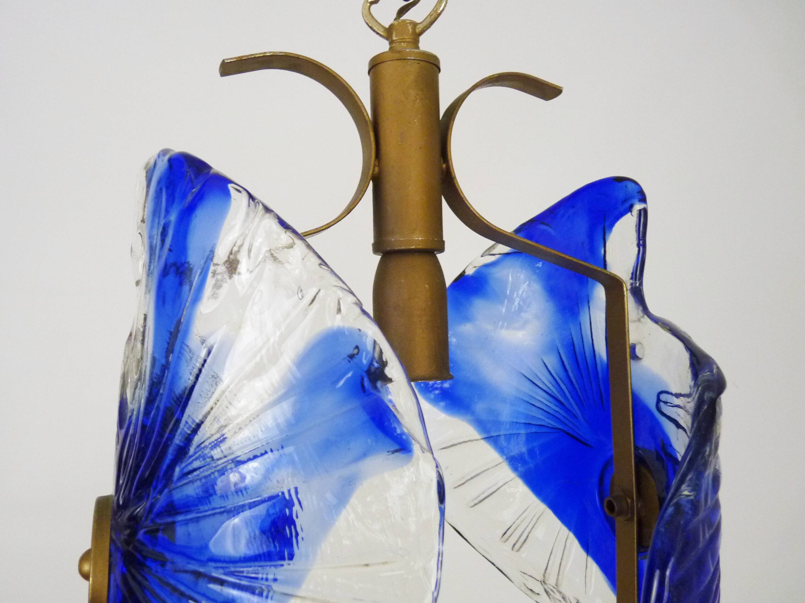 Murano blue glass chandelier suspension. 80 years