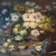 Oil painting "Still Life with Flowers and Grapes" by Pol Noel (1851-1911)