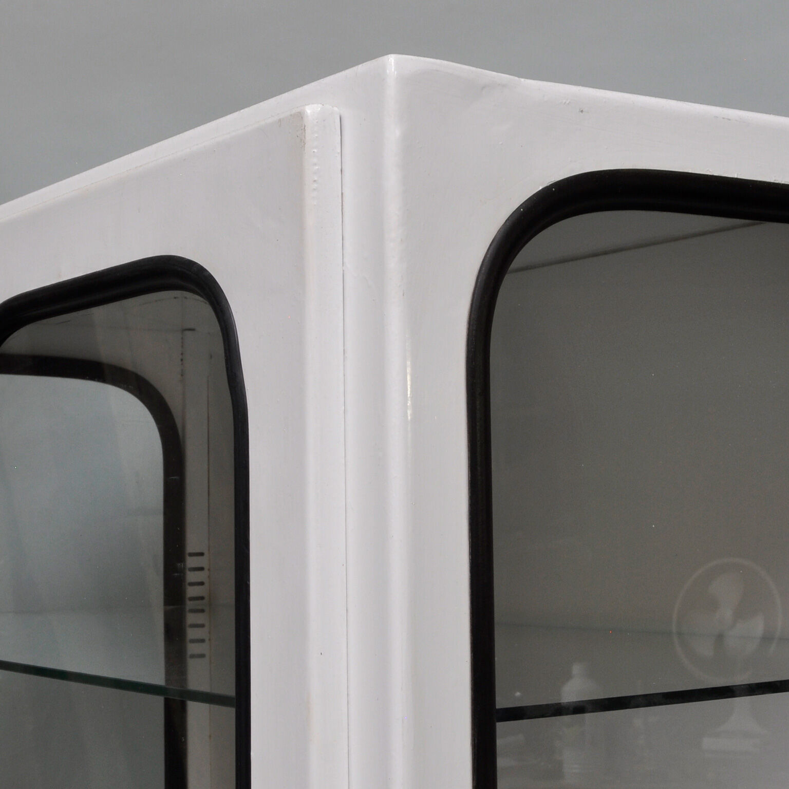Vintage iron and glass medical cabinet of the 1970s