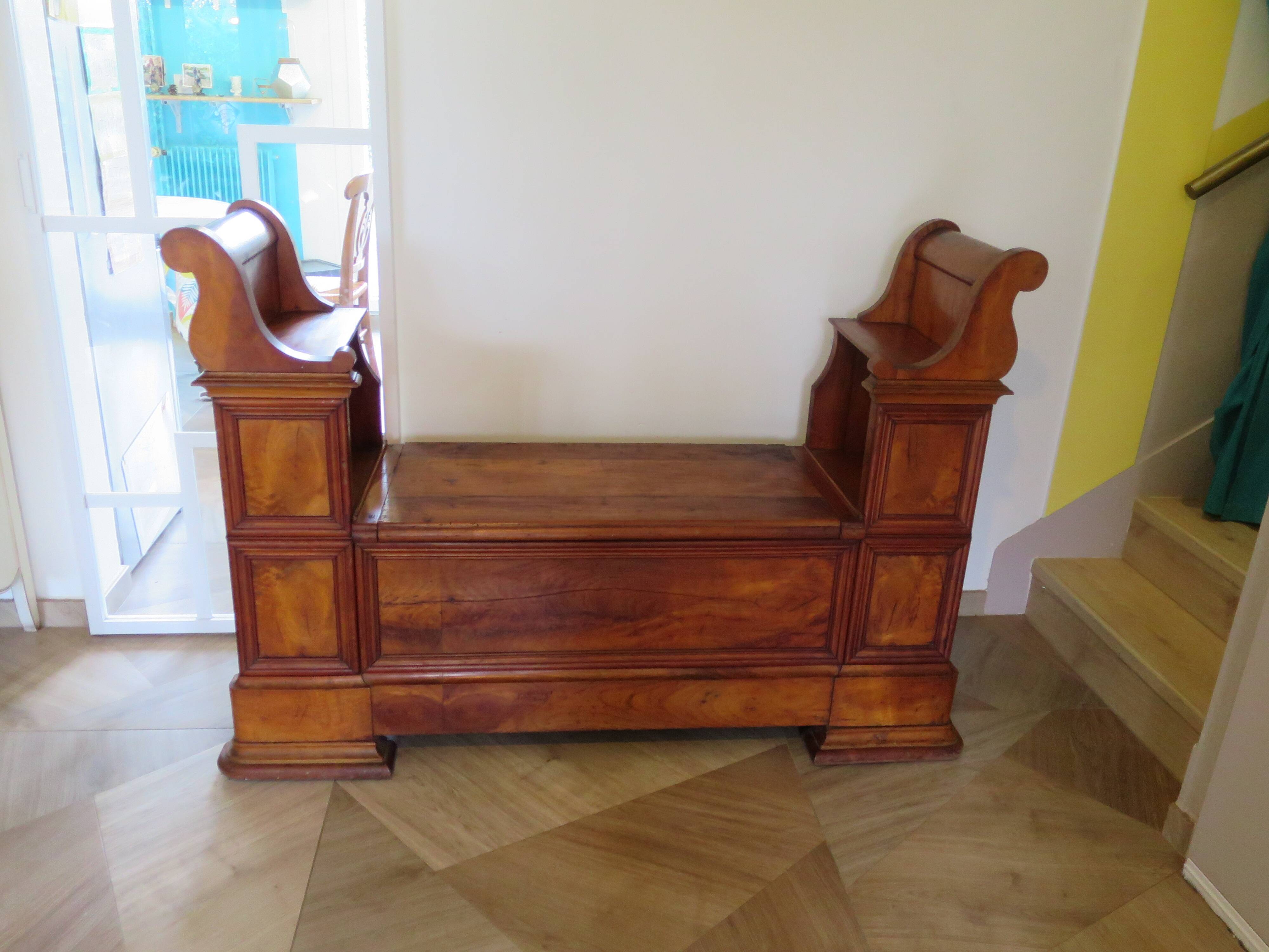 Antique trunk bench - Louis Philippe style - trunk seat - solid wood