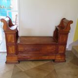 Antique trunk bench - Louis Philippe style - trunk seat - solid wood