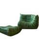 Togo set of corner armchair and ottoman in green dubai leather