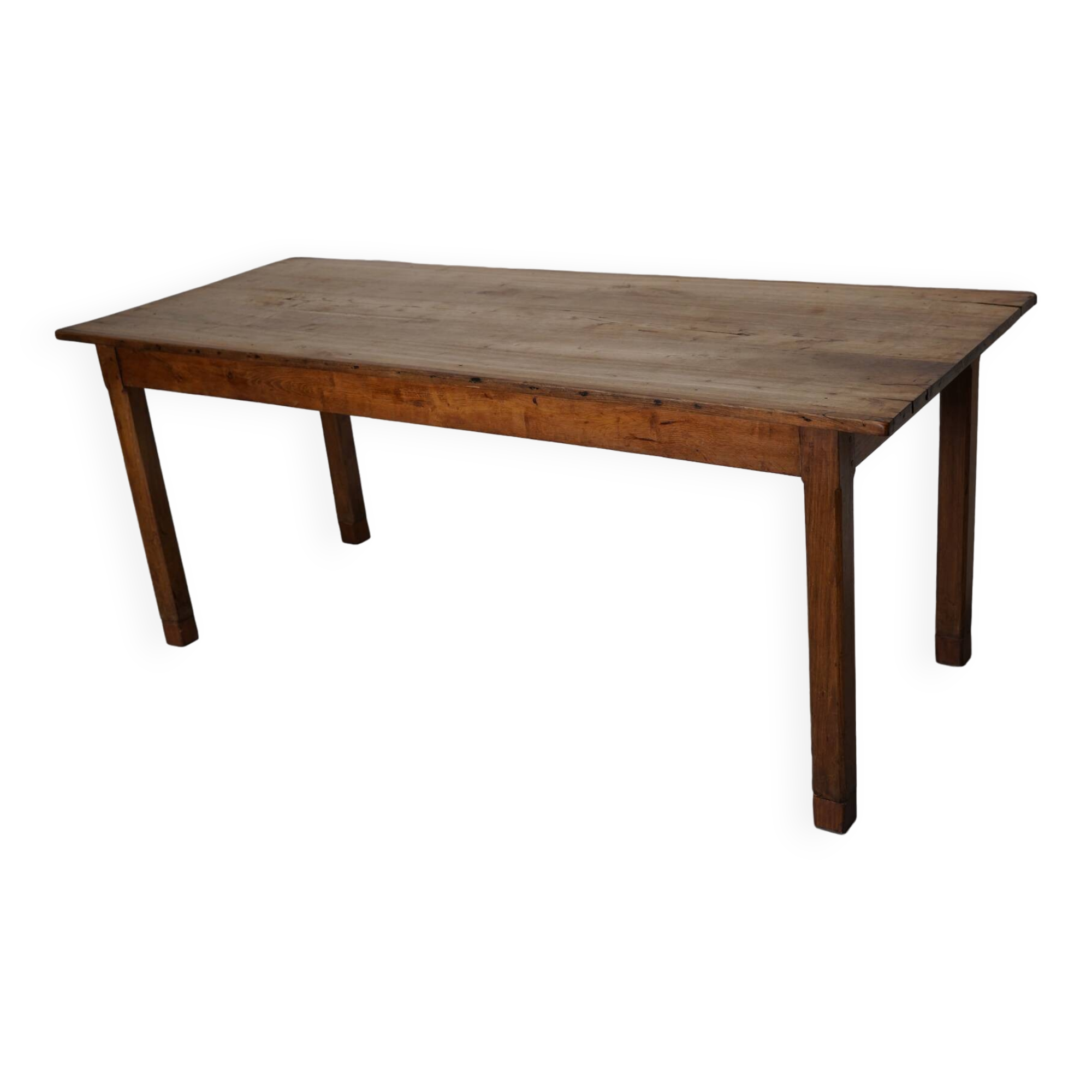 Antique Elm Early 20th Century French Rustic Farmhouse Dining Table