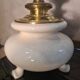 pair of table or bedside lamps in white ceramic with brass tripod 45x3