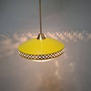 1970s Ludib Mid-Century Pendant Lamp in Yellow Metal, Brass and Glass