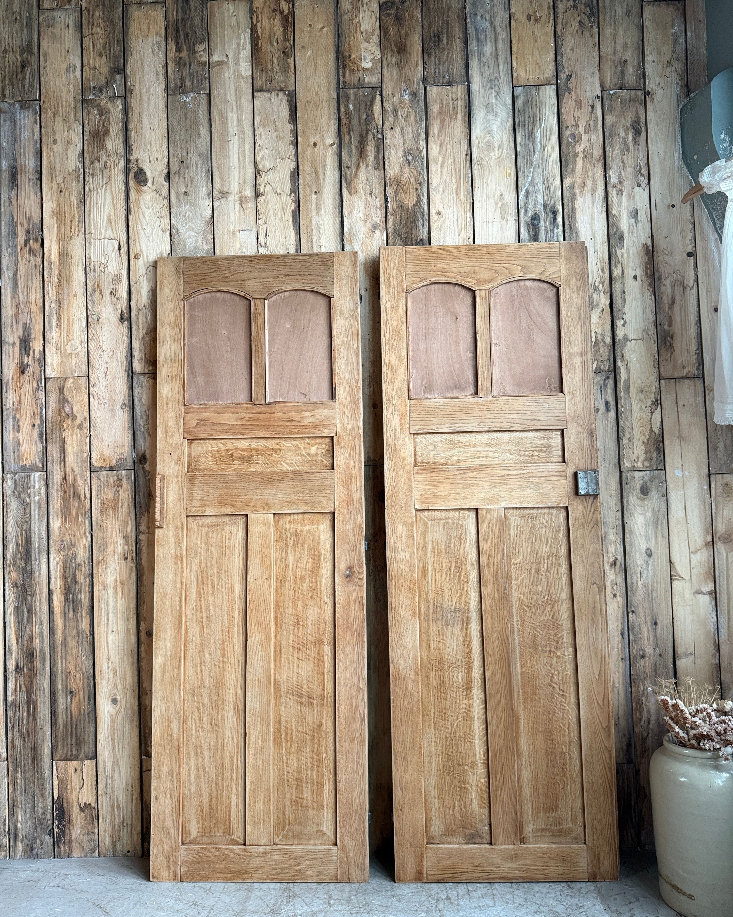 Pair of oak wardrobe doors