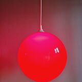 Large vintage pendant lamp in red opaline, 1970s
