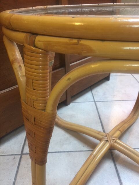 Rattan coffee table with glass top