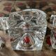 Series of 6 vintage cube candlesticks in molded glass