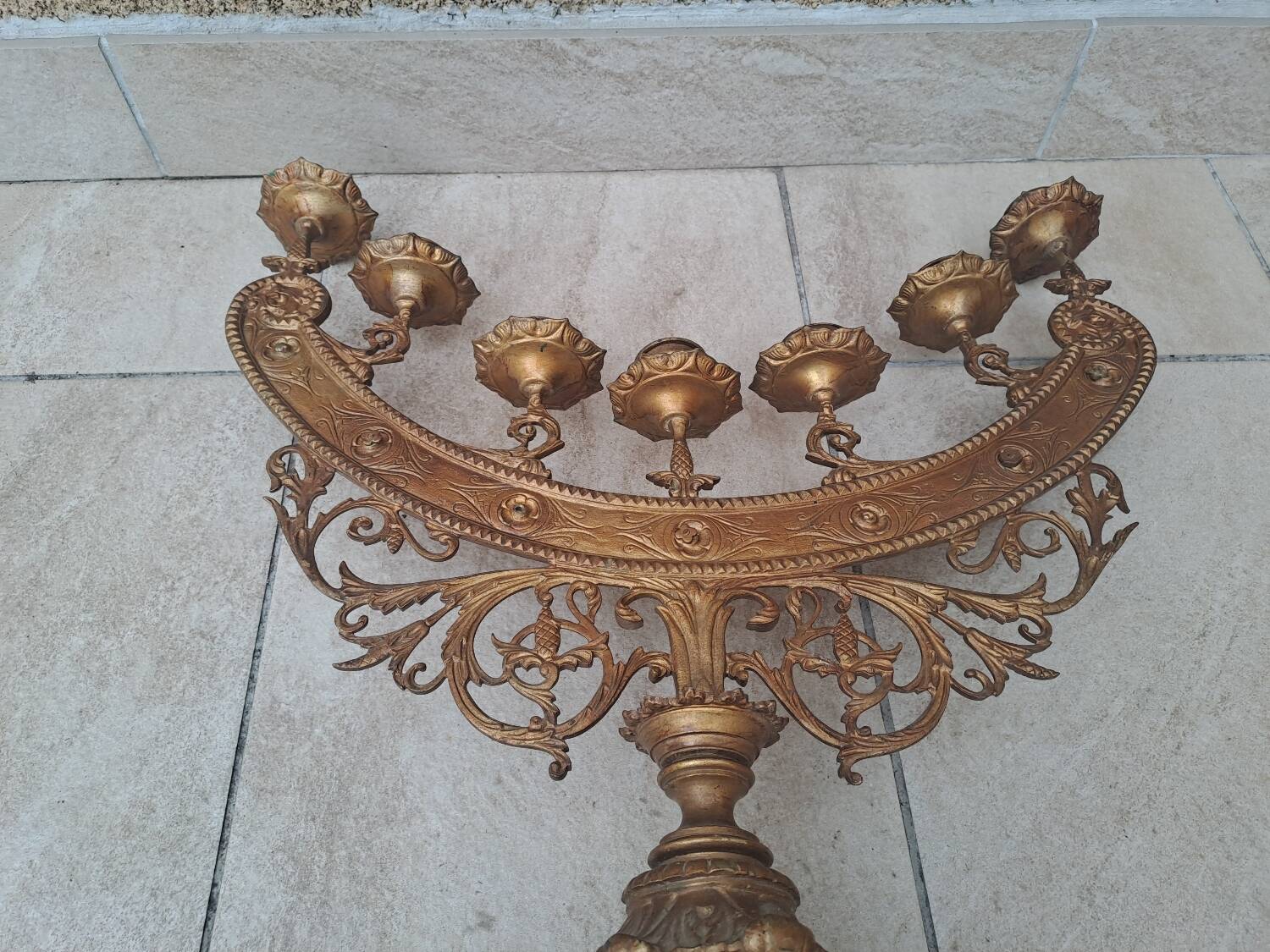 Large bronze candelabrum from the 19th century.