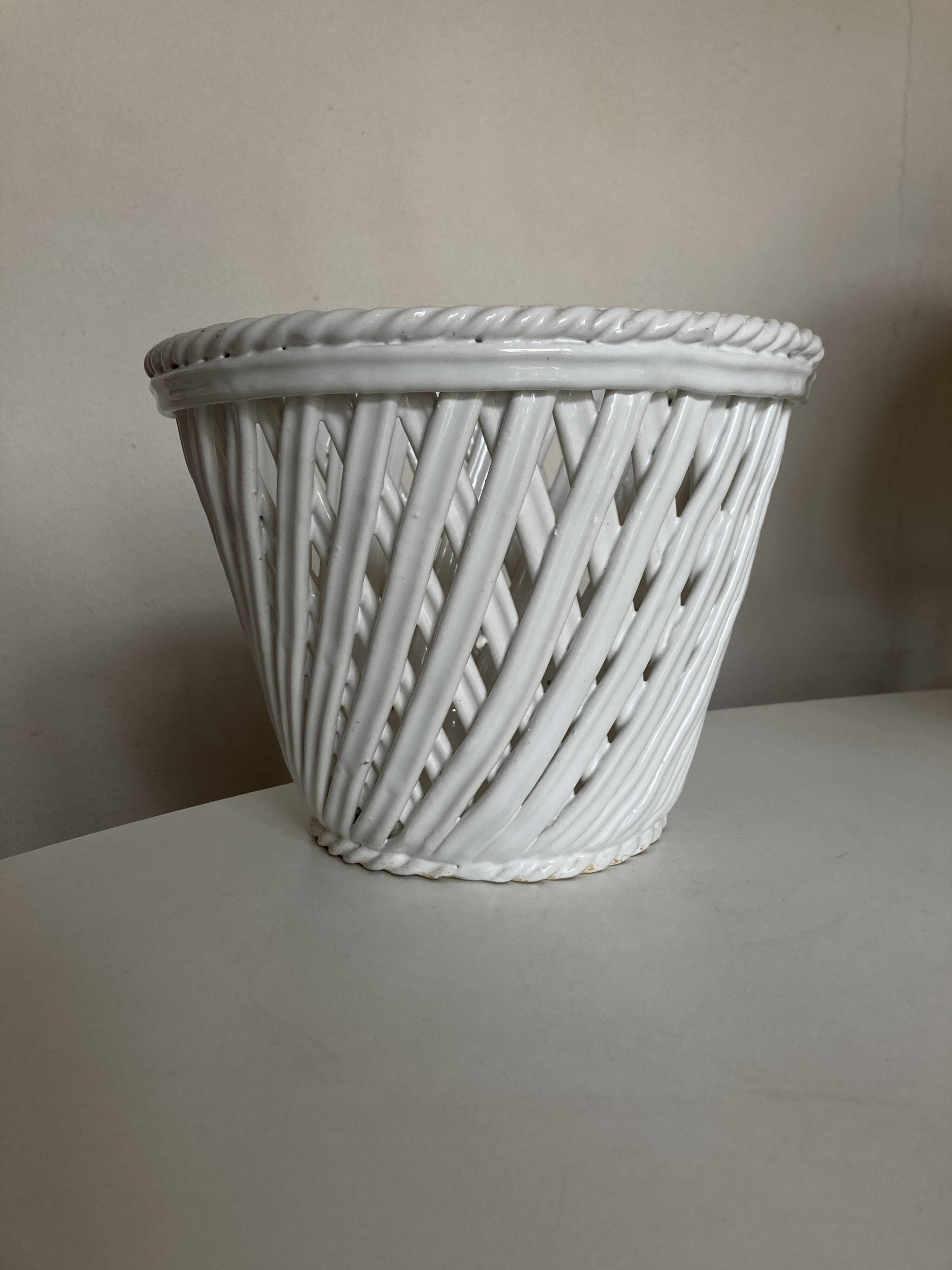 XXL woven ceramic pot cover by Bassano 1960 numbered Italian work