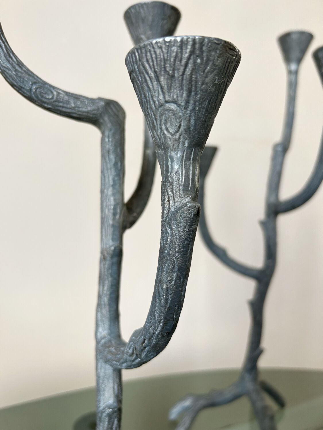 70s aluminum design candlesticks