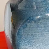 pied de lampe artisanal grés vernissé année 70 bleu