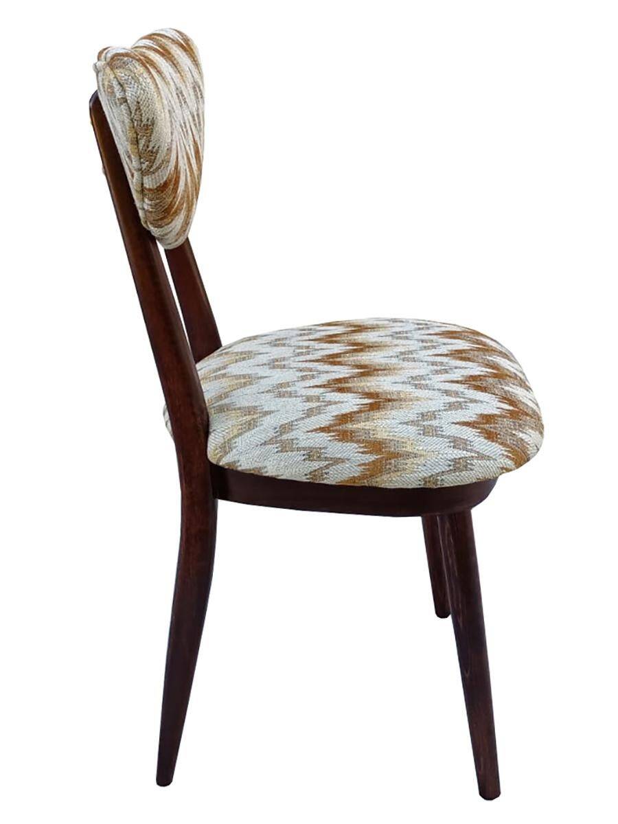 'Heart' Chair Mid-Century Modern, Yellow Velvet Gaston Daniela Jacquard, Dark Wood, Europe 1960s