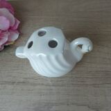 Iridescent White Ceramic Swan, Toothbrush Holder Swan, Bathroom Decoration Swan