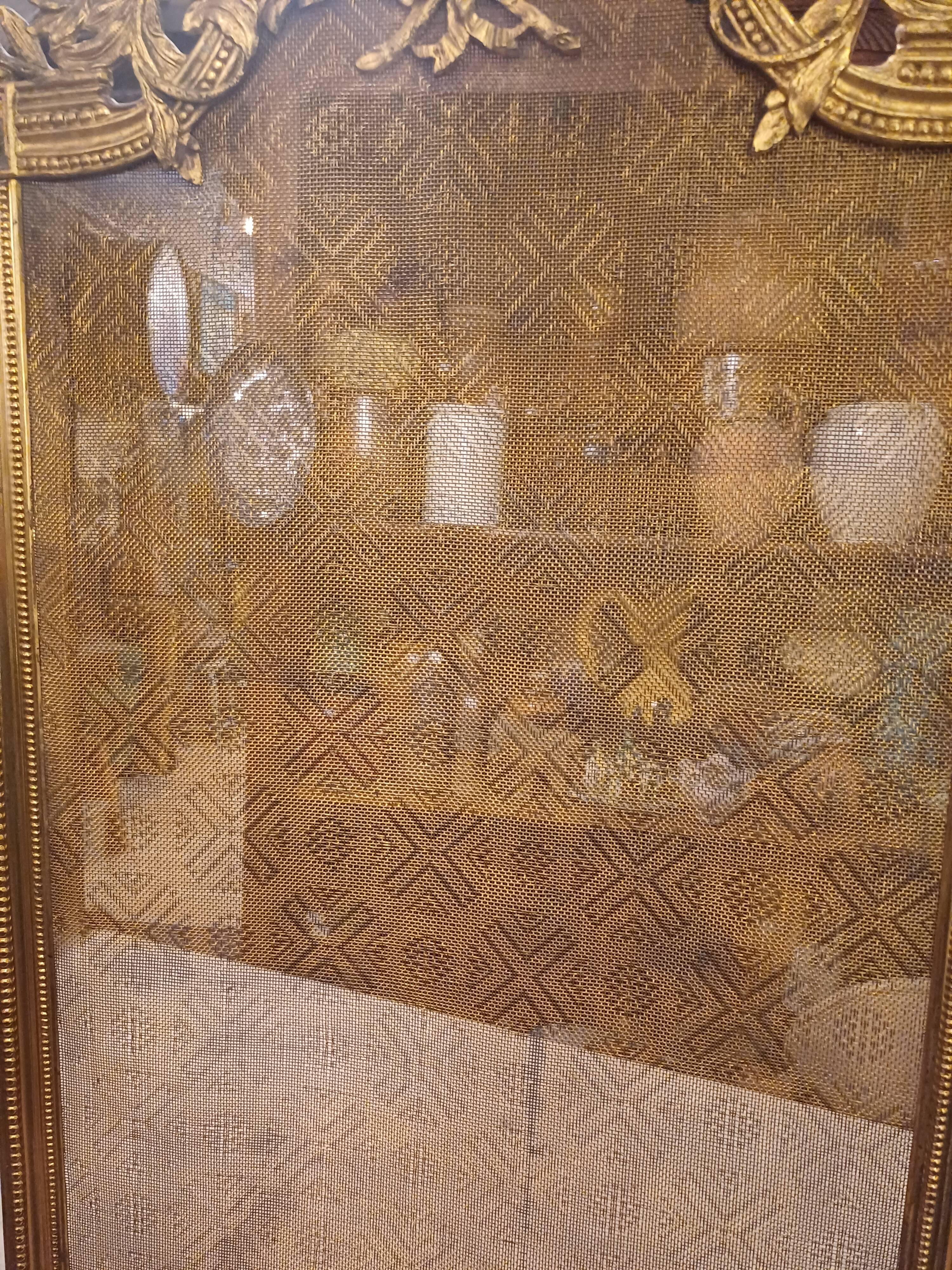 Very Beautiful Fireplace Screen 154 cm/77 cm in Bronze and Brass - Period 1880