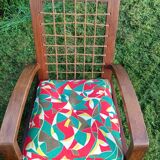 A pair of vintage rope and wood armchairs